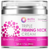 ACTIVSCIENCE neck firming cream jar shows creamy texture for daily hydration.
