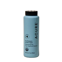 Acure dry shampoo travel-size bottle for quick refresh and added volume.