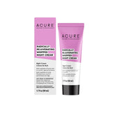 Acure Radically Rejuvenating Whipped Night Cream jar shows rich texture for overnight hydration and renewal