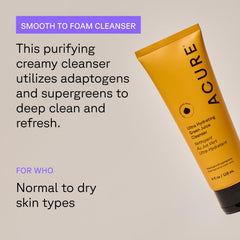 Acure Smoothie-to-foam texture demonstrates gentle cleansing action.