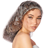 ADAMA disposable shower cap XXL clear full cap protects voluminous hair during processing and conditioning.