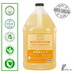 Adams Handmade Soap thick castile liquid hand soap pour supports convenient refills and easy dosing.