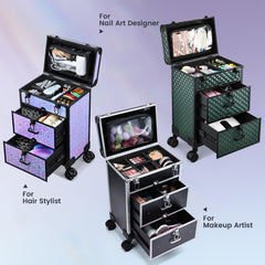 Adazzo matte black travel makeup case closed for secure transport.