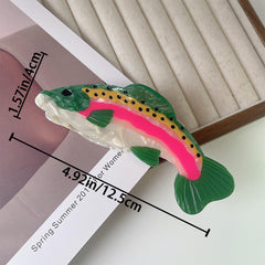 AddLotLot Salmon Hair Claw Clip green front view shows firm grip for thick hair