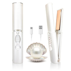 ADOBIRD cordless hair straightener with titanium plates glides smoothly for frizz control on the go.