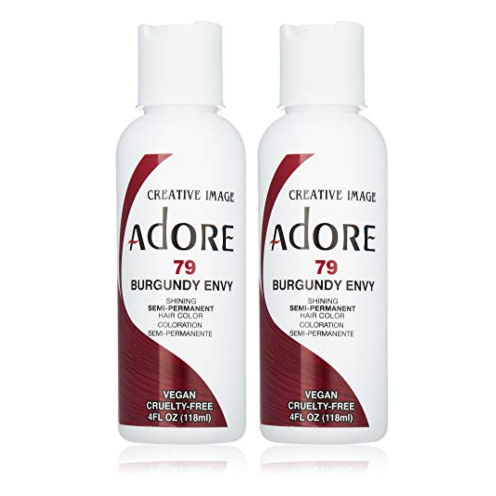 Adore Burgundy Envy bottle shows vibrant color potential and lasting red tone.