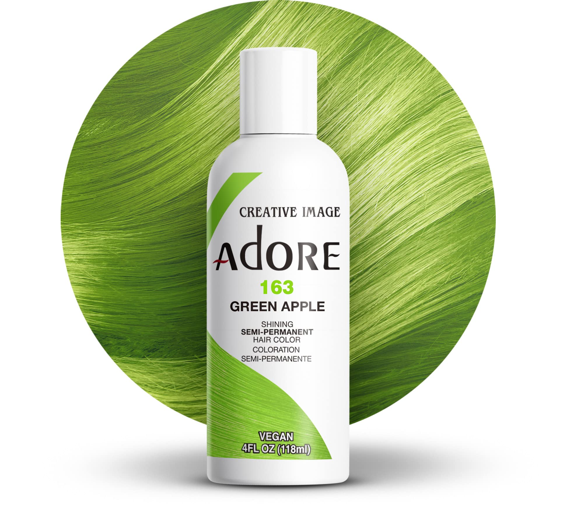 Adore colorations cheveux vert pomme 163 pour une couleur vive et naturelle.