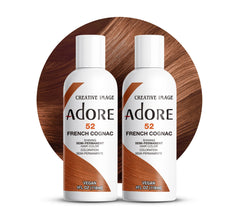 Adore semi-permanent color bottle shows 052 French Cognac brown at-home color