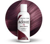 Adore semi-permanent hair color 078 Rich Amber bottle shows bold brown coverage