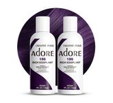 Adore semi-permanent hair color 186 Rich Eggplant bottle for at-home dye.