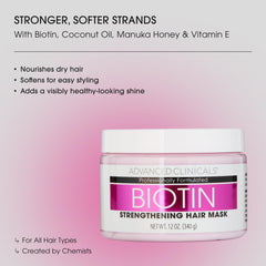 Advanced Clinicals Biotin Hair Mask texture reveals ultra-rich cream for smoothing frizz.