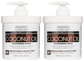 Advanced Clinicals Coconut Oil Body Cream bottle close-up showing hydrating formula for dry skin.