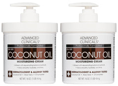Advanced Clinicals Coconut Oil Body Cream bottle close-up showing hydrating formula for dry skin.