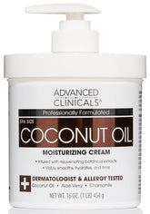 Advanced Clinicals coconut oil body cream jar for rich hydration.