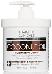 Advanced Clinicals coconut oil body cream jar for rich hydration.