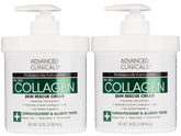 Advanced Clinicals collagen cream body lotion bottle front shows deep hydration for plump, refreshed skin