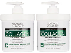 Advanced Clinicals collagen cream body lotion bottle front shows deep hydration for plump, refreshed skin