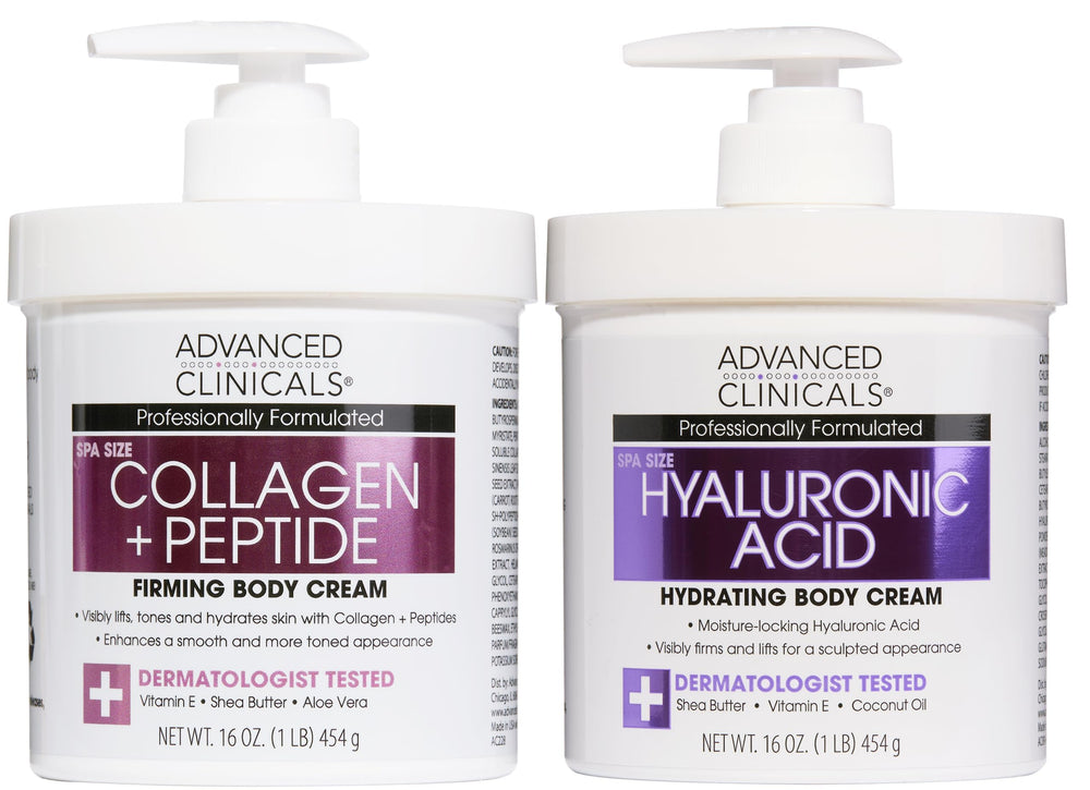 Advanced Clinicals collagen peptides body lotion bottle delivering deep hydration