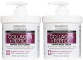 Advanced Clinicals collagen peptides body lotion pump shows easy daily hydration and firmer-looking skin