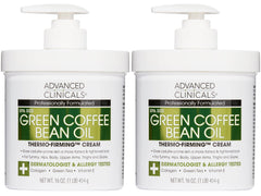Advanced Clinicals Green Coffee Bean Thermo firming bottle highlighted for hydration and lifted appearance