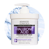 Advanced Clinicals Hyaluronic Acid Body Cream 16oz jar offers rich moisture for silky-smooth skin.