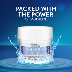 Advanced Clinicals Hyaluronic Acid Gel Facial Mask jar open reveals refreshing gel texture for hydration.