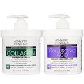 Advanced Clinicals hyaluronic acid moisturizer 2pc bundle top view highlights hydrating, non-greasy texture.