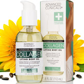 Advanced Clinicals Hydrating Collagen Oil bottle shows silky hydration for smoother skin.