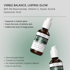 Advanced Clinicals Niacinamide Serum dropper pour demonstrates quick absorption and light hydration.