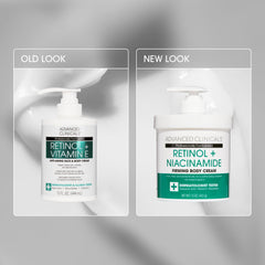 Advanced Clinicals Retinol Body Lotion being applied to skin for smoothing crepey areas nightly