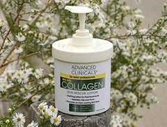 Advanced Clinicals unscented collagen cream lotion jar offers fragrance-free hydration.