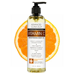 Advanced Clinicals Vitamin C Brightening Body Oil pump delivers hydration for radiant skin.