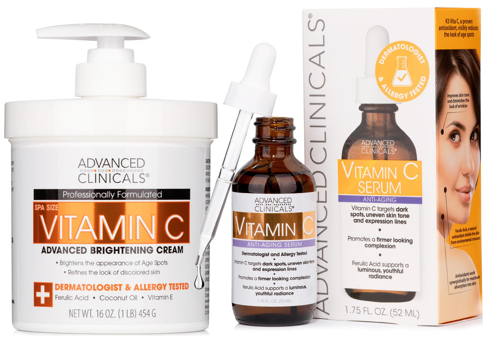 Advanced Clinicals Vitamin C Cream bottle illuminated for radiant skin