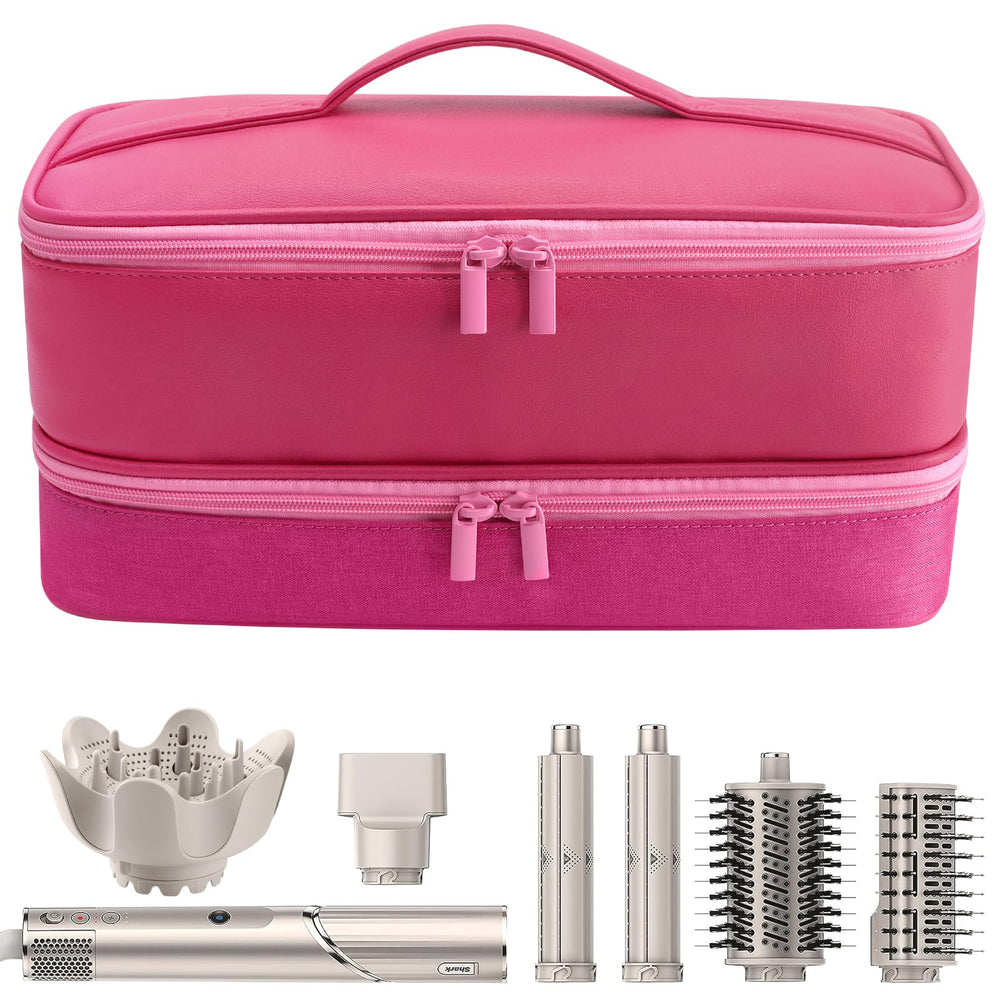 Adworte travel case exterior pink PU leather finish shields from dust and scratches.