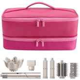 Adworte travel case exterior pink PU leather finish shields from dust and scratches.