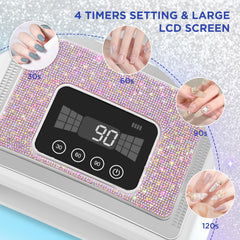 Aedavey cordless nail lamp showing 360-degree curing for even gel results