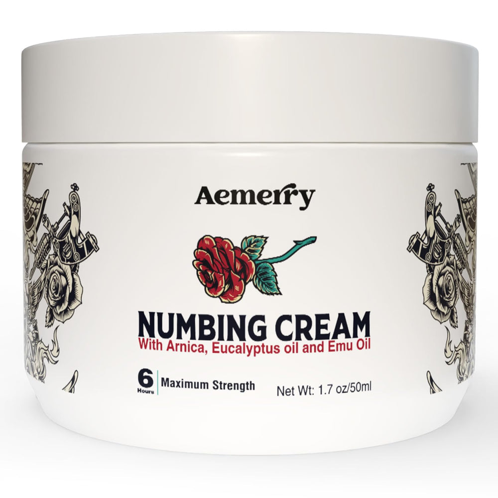 Aemerry Tattoo Numbing Cream tube closeup showing quick numbness