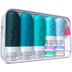 Aeomni 19-pack travel bottles set for organized, compact packing on trips.