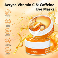 Aeryea Under Eye Patches applied to eye area for dark-circle reduction.