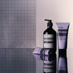 Aesop Eleos Nourishing Body Cleanser bottle highlights cedar atlas and patchouli ingredients for nourished skin