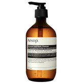 Aesop Geranium Leaf Body Cleanser bottle with refreshing citrus aroma for everyday cleansing.