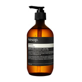 Aesop shampoo bottle pour demonstrates easy daily cleansing with a refreshing feel.