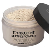 Aesthetica translucent setting powder with velour puff for even, long-lasting finish