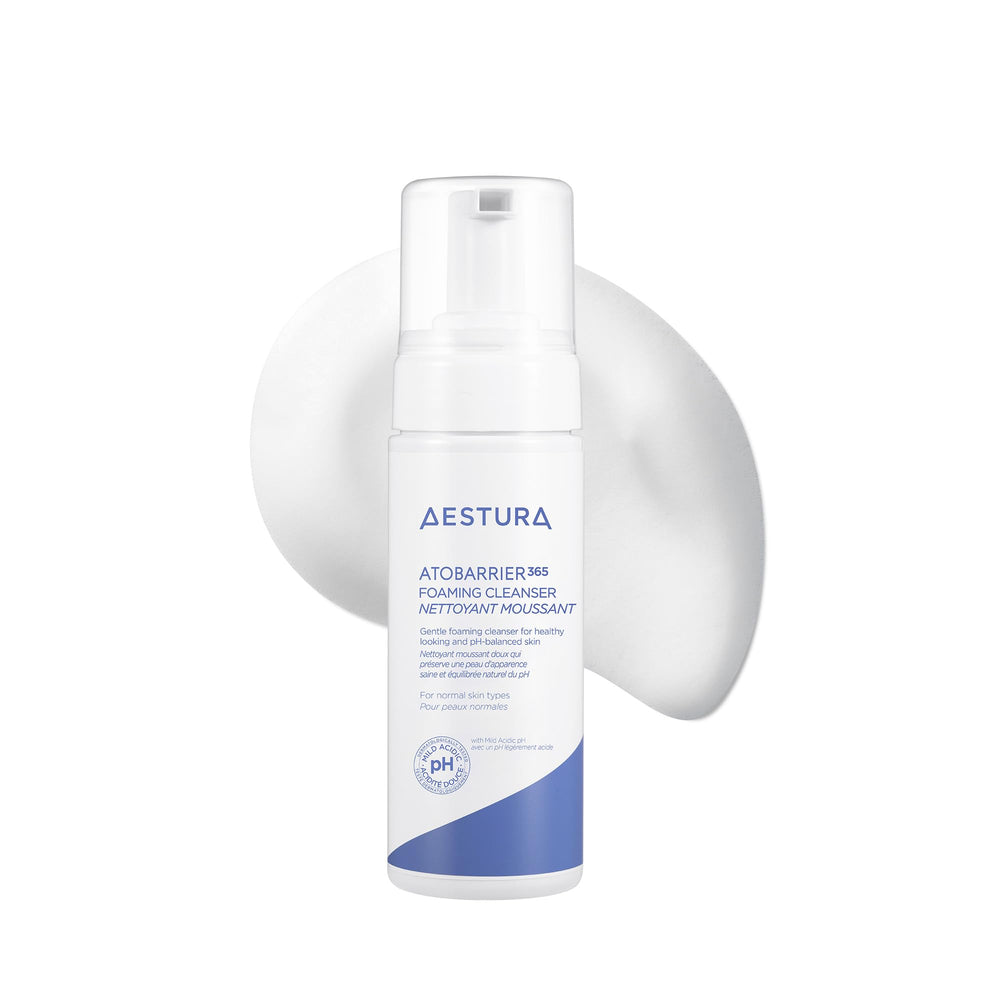 AESTURA ATOBARRIER365 foaming cleanser bottle for daily gentle cleansing.