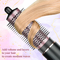 AFDD round brush anti-static bristles reduce tangles for smoother styling.
