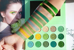 Afflano green eyeshadow palette matte swatches demonstrate soft blendable formulas for natural looks.