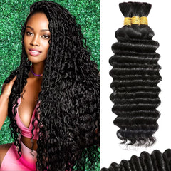 Afihond deep wave bulk hair 18inch for long Boho braids and knotless styles.