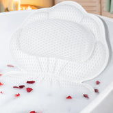 Afitton bath pillow headrest provides ergonomic neck support for a relaxing soak.