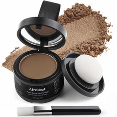 Afmicat polvo para línea capilar cubre raíces con tono natural.