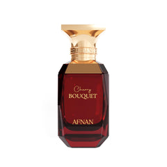 Afnan Cherry Bouquet EDP bottle showcases deep red hue for evening allure.
